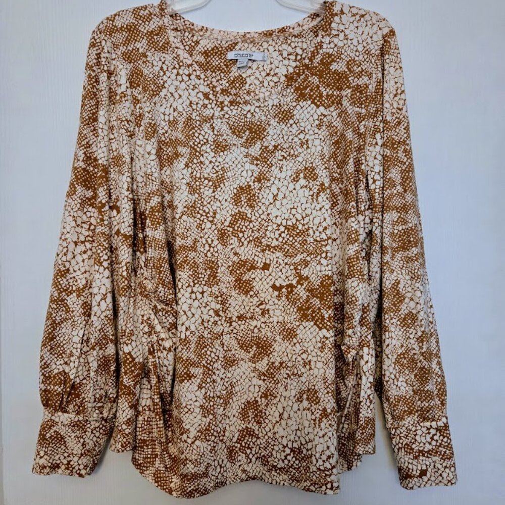Chico's‎ gold and white L/S tunic top Size 3/XL